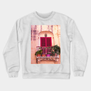 Balcony, Mdina, Malta Crewneck Sweatshirt